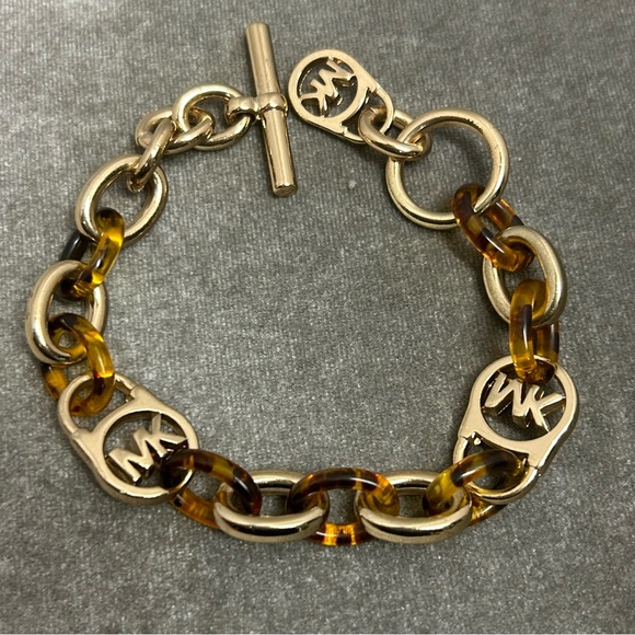 Michael Kors Logo Padlock Chain Bracelet tortoise links - Picture 5 of 5